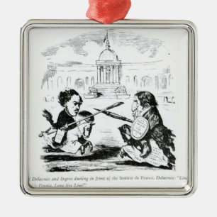 Karikatur von Delacroix und von Ingres Silbernes Ornament