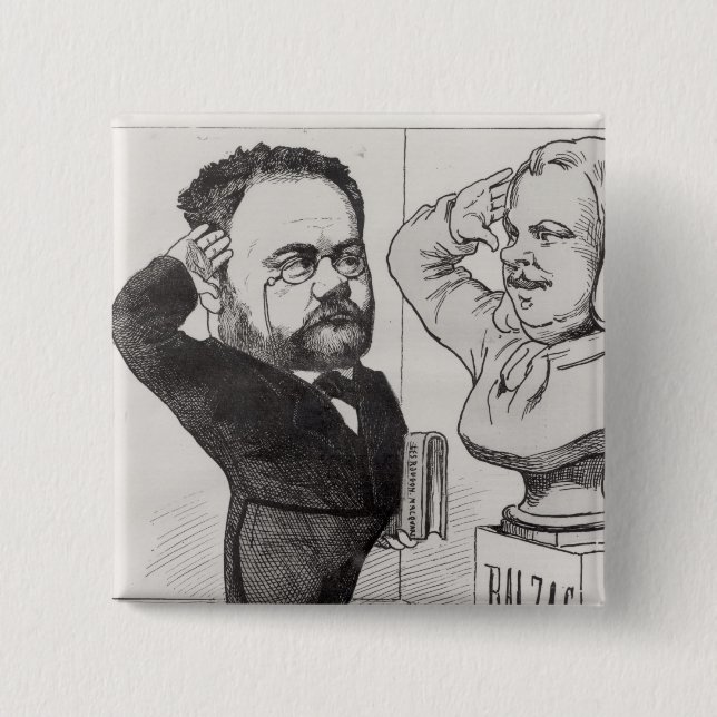Karikatur von Emile Zola Button (Vorderseite)