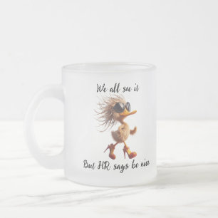 Karikatur von HR, Meme, Bürohumor-Tasse. Mattglastasse
