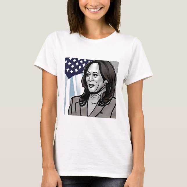 Karikatur von Kamala Harris Political T-Shirt (Vorderseite)