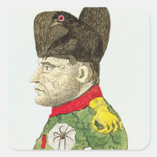 Karikatur von Napoleon Bonaparte Quadratischer Aufkleber