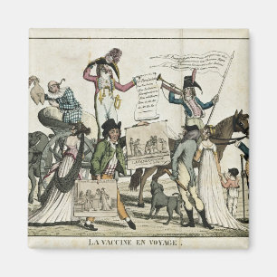 Karikatur von Quakendoktoren, die Impfstoffe Magnet