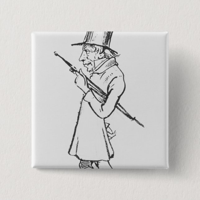 Karikatur von Soren Aabye Kierkegaard Button (Vorderseite)