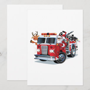Karikatur-Weihnachts-Feuerwehrauto Feiertagskarte