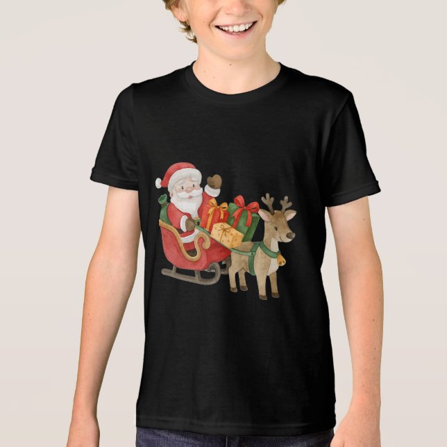 Karikatur-Weihnachtsmann Tri-Blend Shirt (Vorderseite)