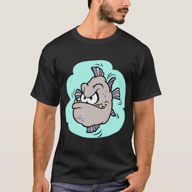 Karikatur wütender Fisch T-Shirt (Vorderseite)