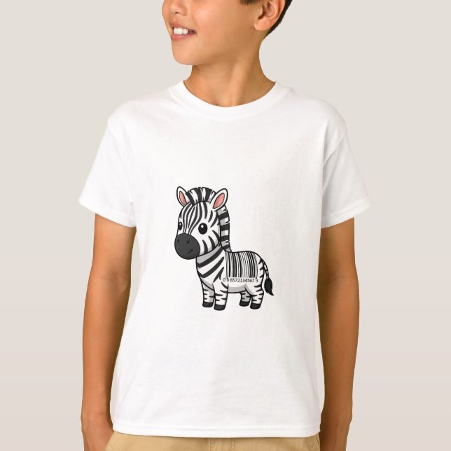 Karikatur-Zebra-Barcode-Gestreift-Kinder süß T-Shirt (Vorderseite)