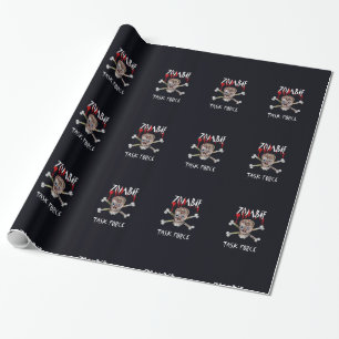 Karikatur Zombie Task Force Totenkopf Kreuz Knoche Geschenkpapier