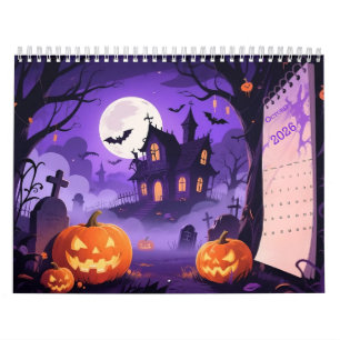 Karikaturartiger Halloween-Kunststil Kalender