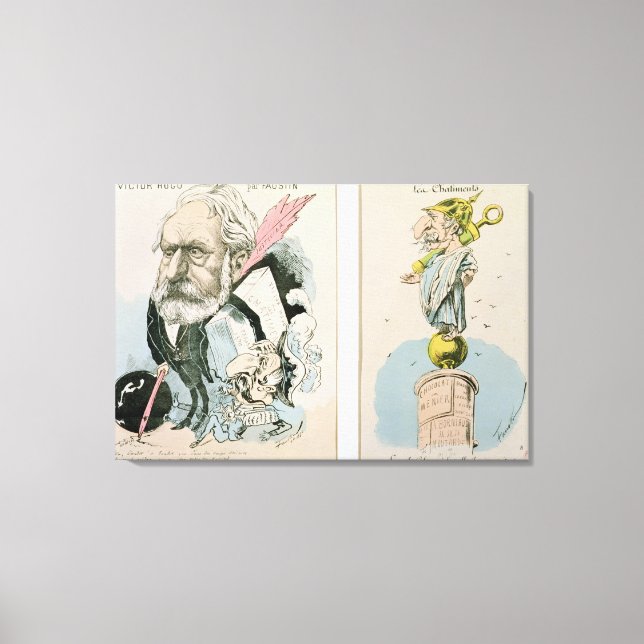 Karikaturen von Victor Hugo und Napoleon III Leinwanddruck (Vorderseite)