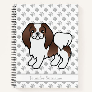 Karikaturenhund und Text in braun und weiß Notizbuch