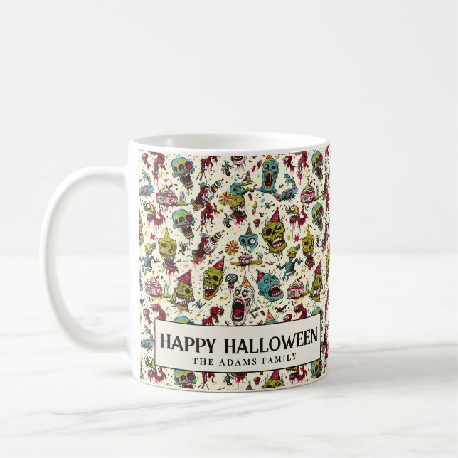 Karikaturenkulls Halloween Kaffeetasse (Links)