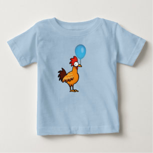 Karikaturhahn mit blauem Luftballon Baby T-shirt