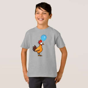 Karikaturhahn mit blauem Luftballon T-Shirt