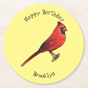 Karikaturillustration des Kardinalkardinals  Runder Pappuntersetzer