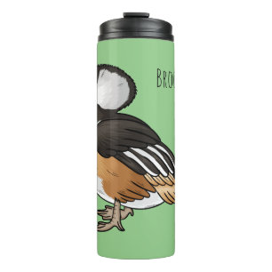 Karikaturillustration eines Kapuzenenten-Vogels Thermosbecher