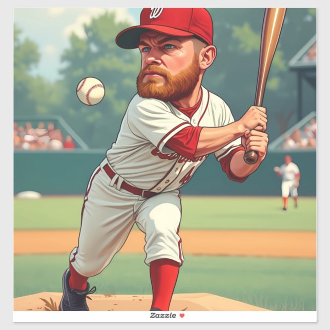 "'Karikaturische Darstellung des amerikanischen Ba Aufkleber (Blatt)