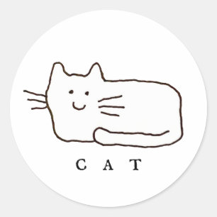 Karikaturkatze Kritzel-Linienkunst Runder Aufkleber