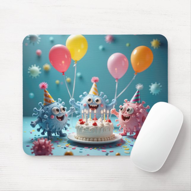 Karikaturkeime feiern einen Geburtstag Mousepad (Mit Mouse)