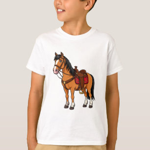 Karikaturpferd mit Sattel und Zügeln T-Shirt