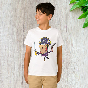 Karikaturpirat mit Schwert und Pistole T-Shirt