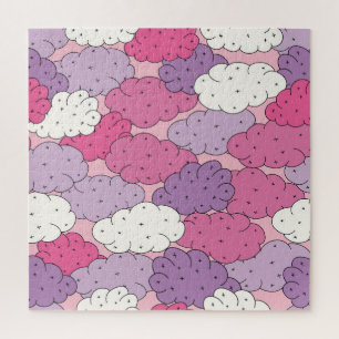 Karikaturwolken, lustige Vintage-Wiederholung. Puzzle