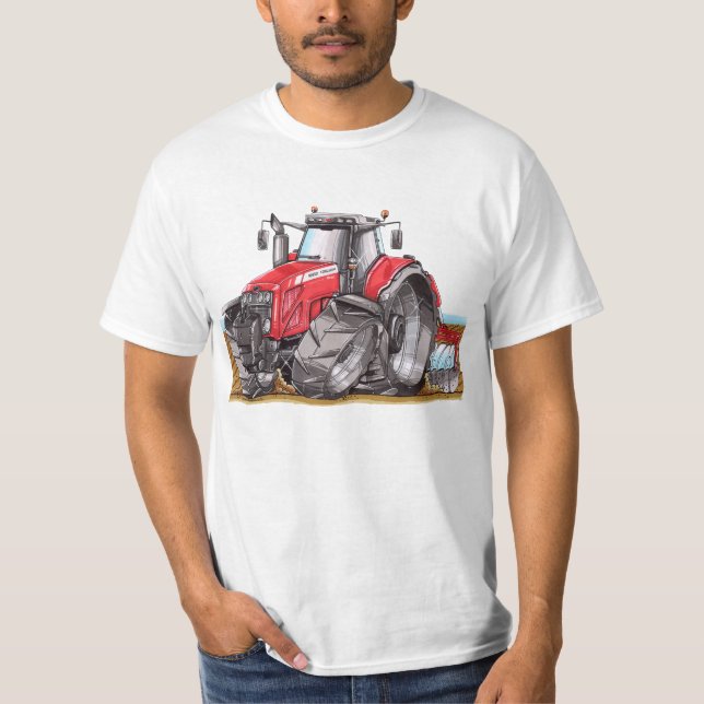 Karikierter Traktor Massey Ferguson T-Shirt (Vorderseite)