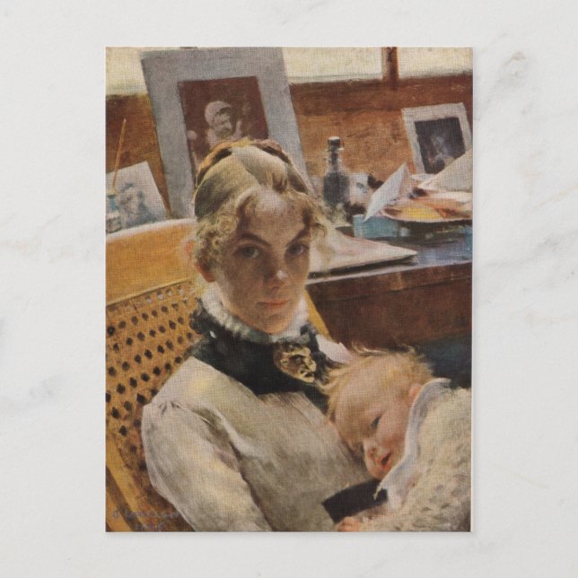 Karin mit Baby Postkarte (Vorderseite)