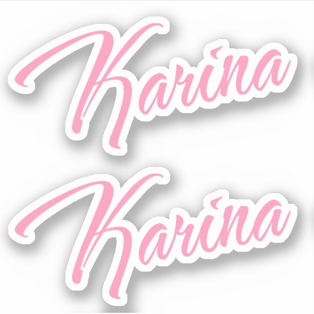 Karina Decorative Name in Pink x2 Aufkleber (Vorderseite)