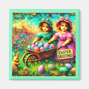 KARINA ~ VINTAGE MÄDCHEN IM OSTEN ~ Ostereier ~ Magnet