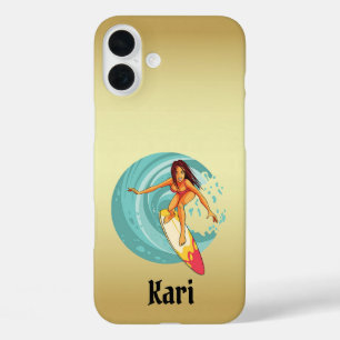 Karins Surfer Girl Golden Handyhülle iPhone 16 Plus Hülle
