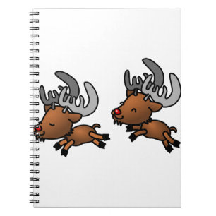 Kariou Rentier Hirsche Wild Happy Jumping Notizblock