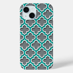 Karkohle Grau Aquamarin Weißes marokkanisches Quat Case-Mate iPhone Hülle