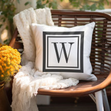 Karkohle Grau und White Classic Square Monogramm