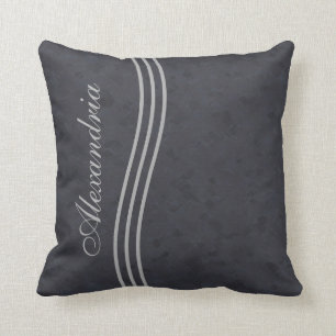 Karkohle-Graustreifen-Monogramm Kissen