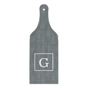 Karkohle Gray White Gerahmt Initial Monogram Schneidebrett