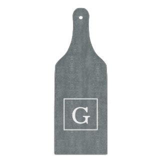 Karkohle Gray White Gerahmt Initial Monogram Schneidebrett