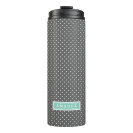 Karkohle und Aqua Tiny Dots Monogram Thermosbecher