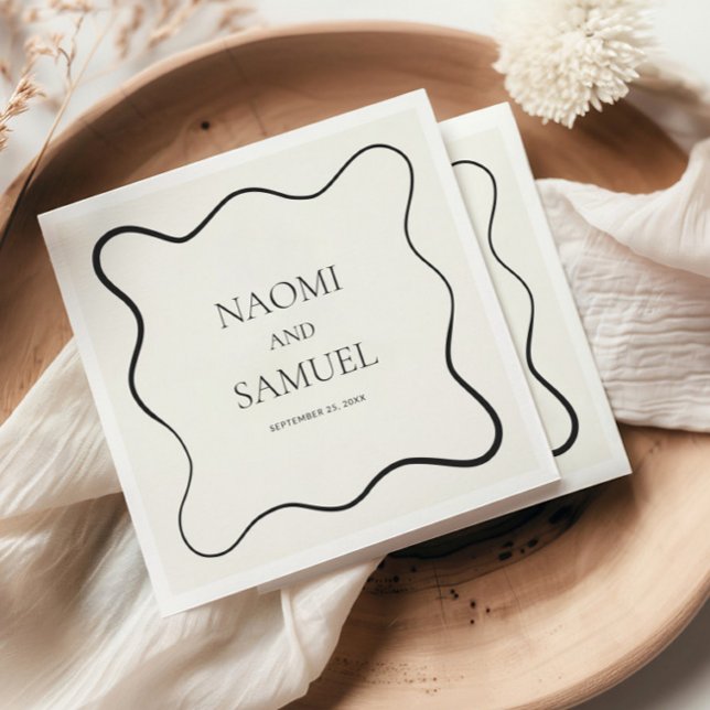Karkohle Wavy Border Wedding Paper Napkin Serviette (Von Creator hochgeladen)