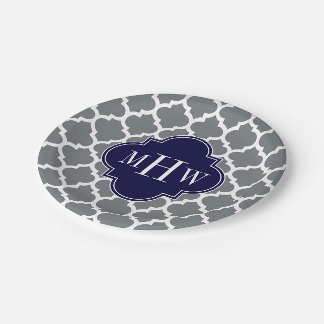 Karkohle, Welch marokkanische 5. Marine 3 Initial  Pappteller (Schrägansicht)