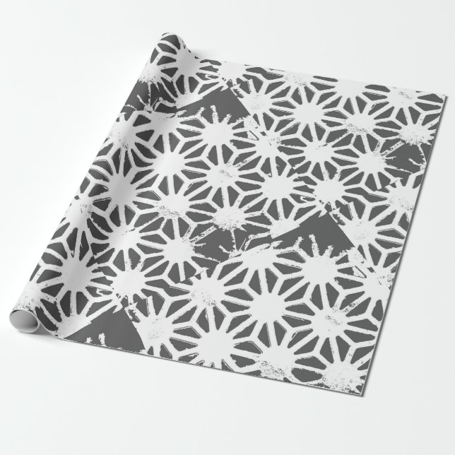 Karkohlegrau-geometrisches Muster Geschenkpapier (Ungerollt)