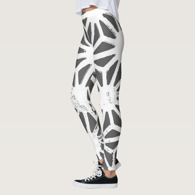 Karkohlegrau-geometrisches Muster Leggings (Links)