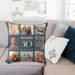Karkohlegrau, kundenspezifische Fotocollage Geburt Kissen<br><div class="desc">Ein einzigartiges Geschenk für einen 21. Geburtstag,  das ihr Leben mit einer Collage von 8 Ihrer eigenen Fotos,  Bilder feiert. Personalisieren und fügen Sie ihren Namen,  Alter und ein Datum. Ein kohlegrauer Hintergrund,  weißer Text. Der Name ist mit einem modernen handgeschriebenen Stilskript geschrieben.</div>