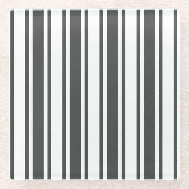 Karkohlestreifen, grau und weiß glasuntersetzer (Vorderseite)