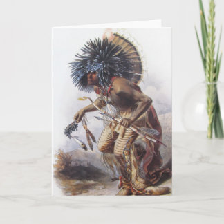 Karl Bodmer - Moennitarri Krieger, der Hundetanz Karte
