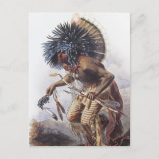 Karl Bodmer - Moennitarri Warrior macht Hundetanz Postkarte