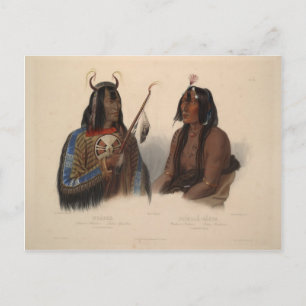 Karl Bodmer-Noapeh, Assiniboin Indian, Psihdja-Sah Postkarte