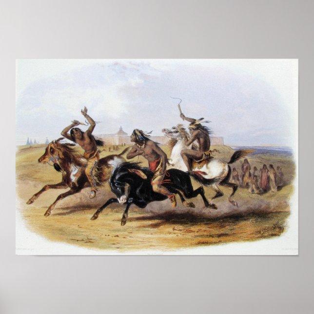 Karl Bodmer - Pferderennen der Sioux Poster (Vorne)