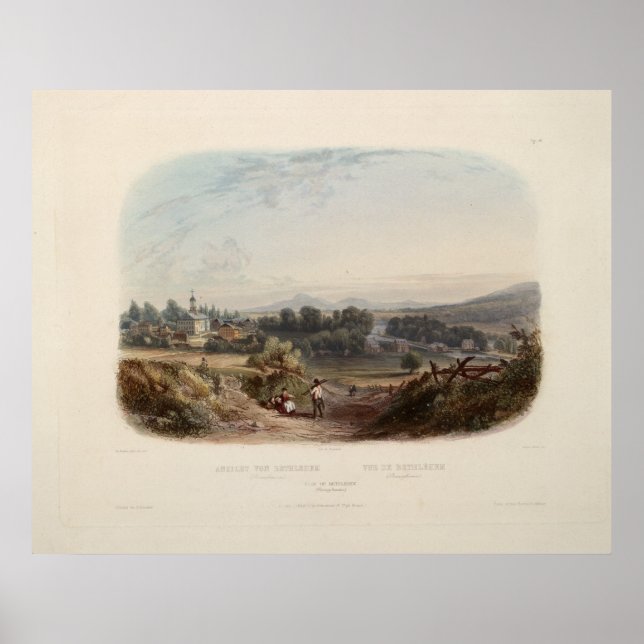 Karl Bodmer Print: Ansicht von Bethlehem Pennsylva Poster (Vorne)