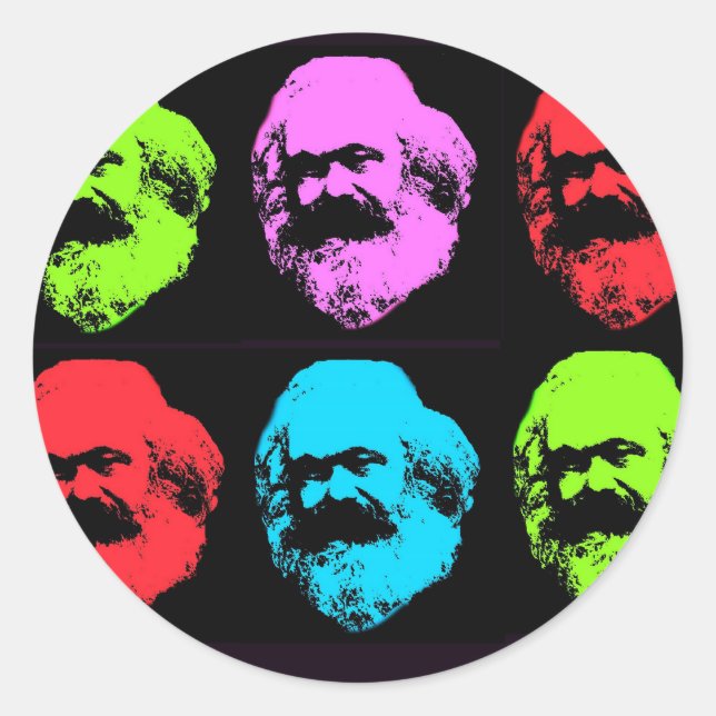 Karl Marx Collage Runder Aufkleber (Vorderseite)